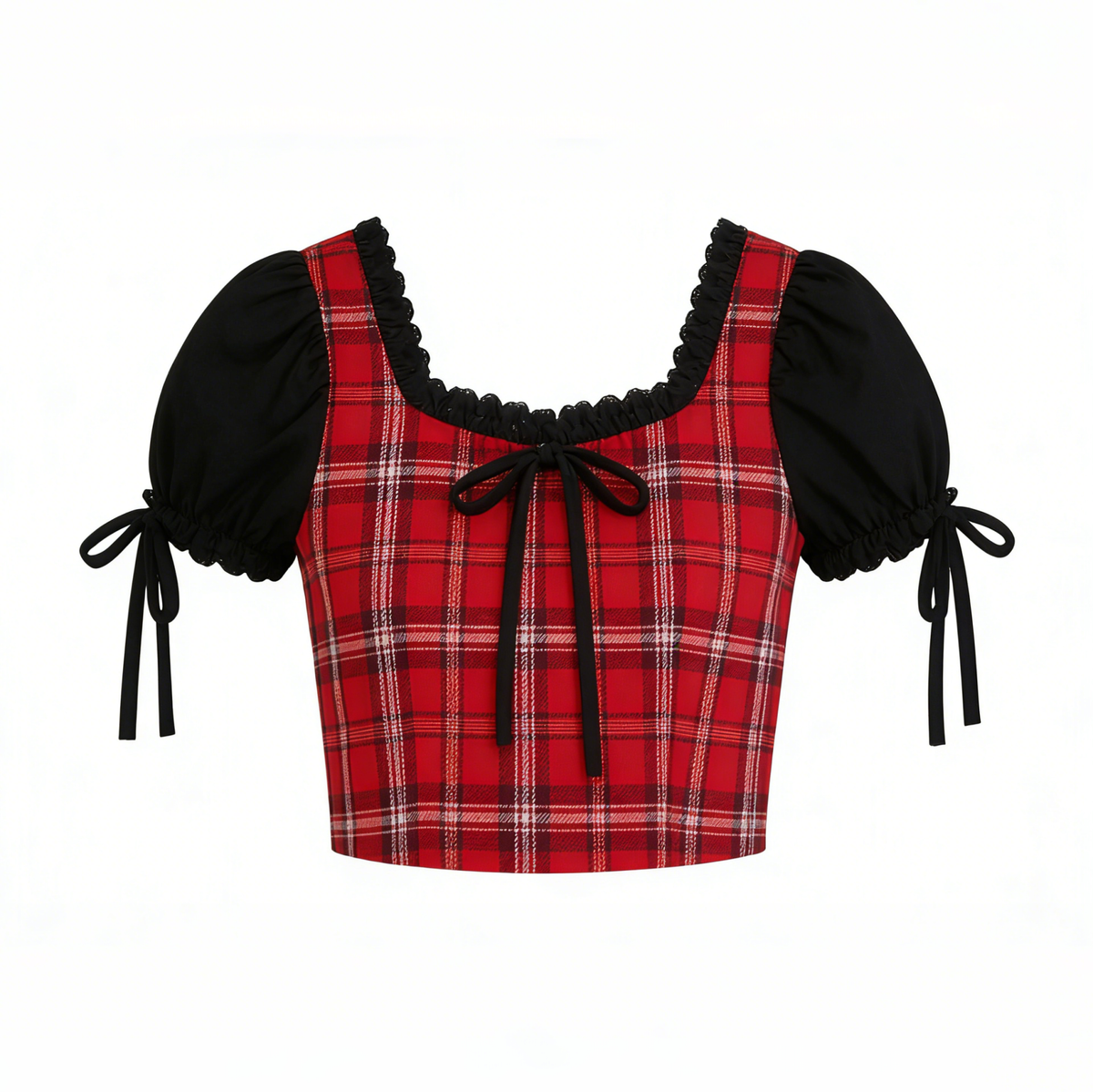 Red & Black Plaid Crop Top