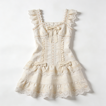 Vintage Cream Lace Mini Dress