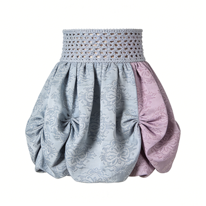 Color-Blocked Jacquard Puff Skirt