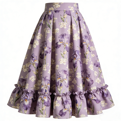 Lavender Iris Midi Skirt