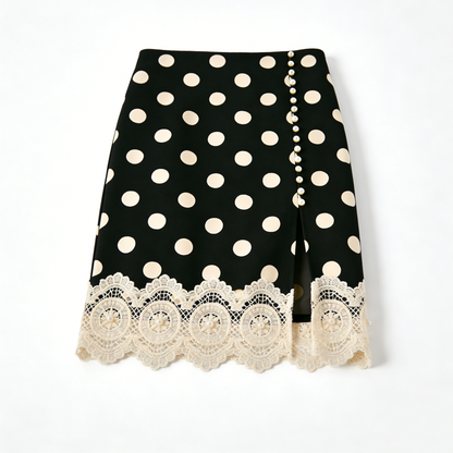 Black Polka Dot Lace Skirt